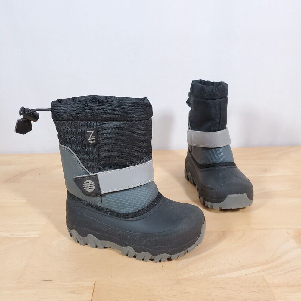 Z By Zella Water Resistant Shell Winter Boots Youth Sz 10 M Black Gray